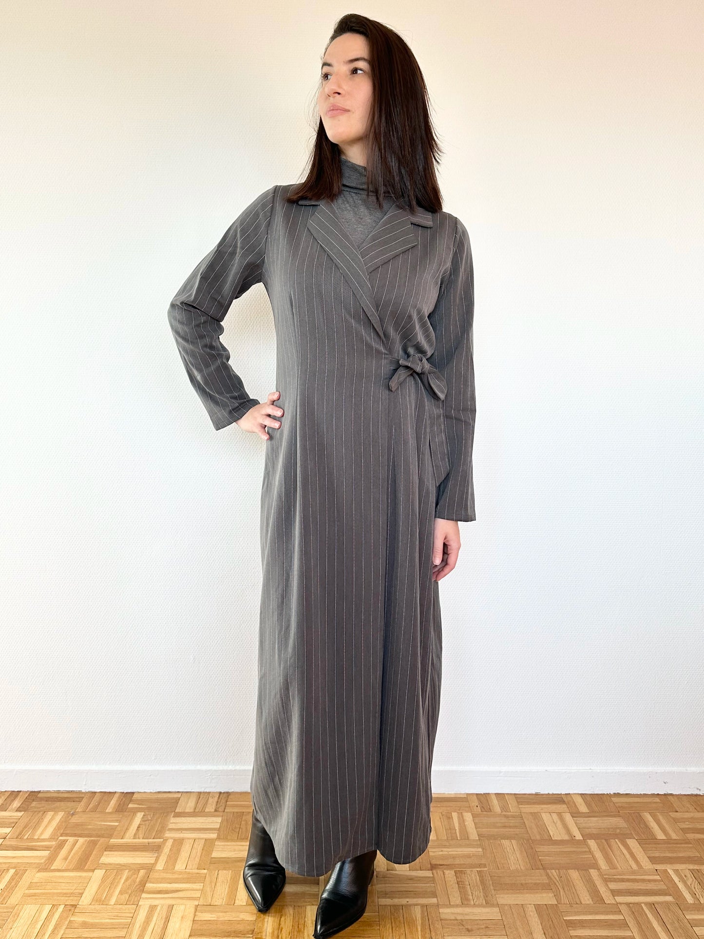 Robe d'allaitement nuance lactée grise anthracite à zip